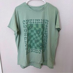 Show Me Your MuMu Airport Tee Flower Check Graphic Small Green Short Sleeve